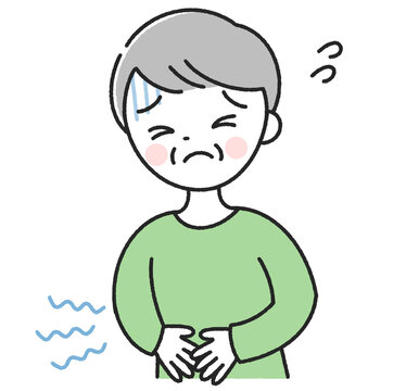 お腹が痛いシニア男性
