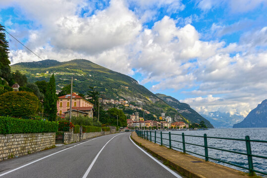 Uferpromenade von Tavernola Bergamasca am Westufer des Iseosees (Italien)