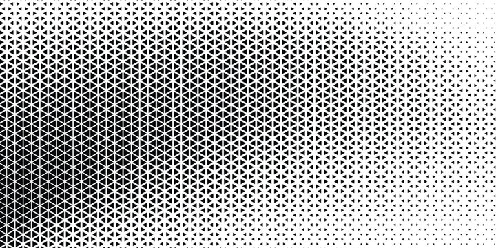 Abstract geometric black and white deco art halftone hexagone  and triangle print pattern