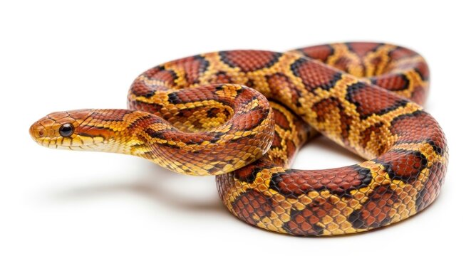 Close Up Portrait of a Cornsnake on White