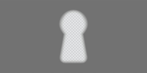 Obraz premium Transparent keyhole with blurred edges. Spy or peeping. Protection concept. Vector illustration with gradient mesh.