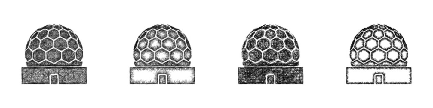 Sketch radome icon design set
