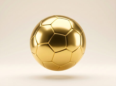 Golden soccer ball floating on a light background grunge soccer ball, gold soccer ball