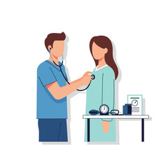 Fototapeta premium Doctor Examining Patient with Stethoscope, Medical Checkup Illustration