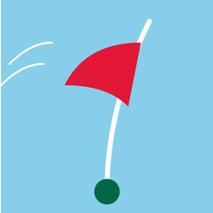 Minimalist flat design of a red soccer corner flag blowing in the wind sports illustration © adobestockimagesai