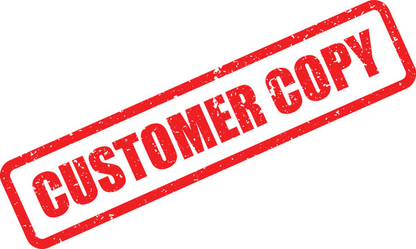 Red grunge rubber stamp impression with the text customer copy inside a rectangular border on white