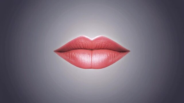 Pink lips on gray background
