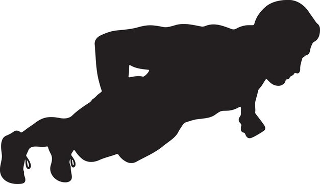 Strong man silhouette doing push-ups showcasing fitness and determination ideal for workout guides and health focused content.