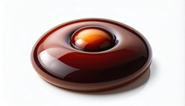 Glossy dark brown liquid sphere in a concave pool abstract food or drink concept studio lighting