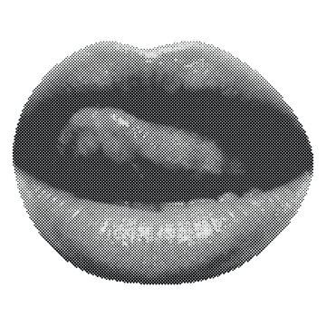 Retro halftone vector illustration of a pair of closed lips vintage style lip art with halftone dots pattern halftone illustration monochrome