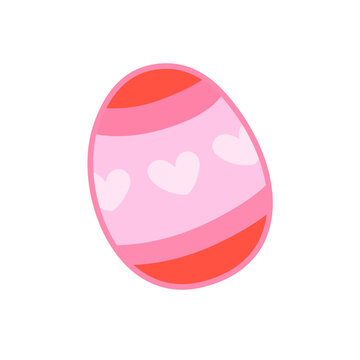 Red and pink Easter egg with heart pattern
