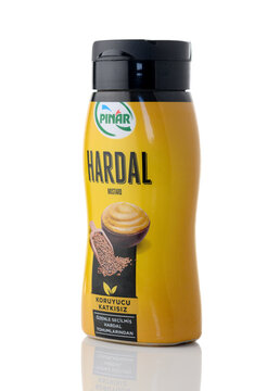 Gaziveren ,Cyprus 09.16.2025 Pinar Hardal 270g Mustard Jar Isolated PNG Transparent Background