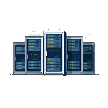 Modern Server Racks Arrayed in Data Center
