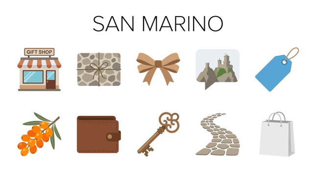 San Marino Icons Collection: Travel Business and Lifestyle Elements.
