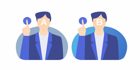 businessperson choosing between options a and b flat vector illustration © Roni