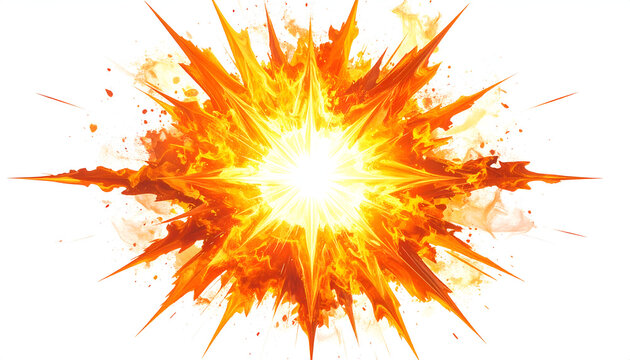 Vibrant Explosion of Fiery Orange and Yellow Energy Bursting Outward.
