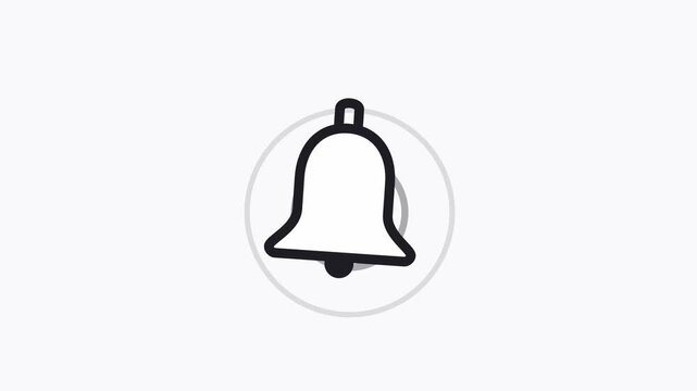 Bell notification icon animation moving with a red alert dot on a clean white background for web interface design
