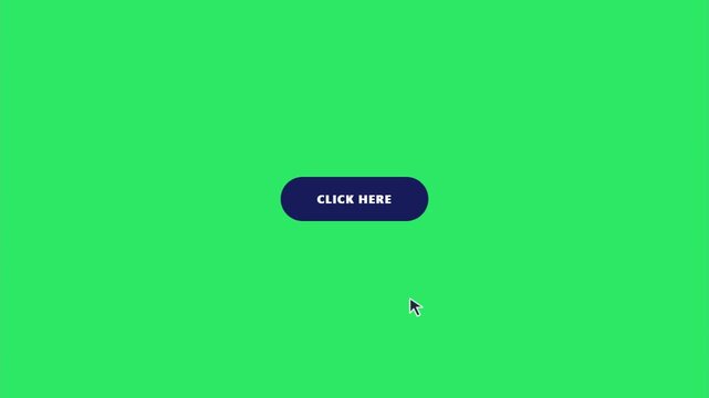 Mouse cursor clicks a 'CLICK HERE' button on a vivid green screen background