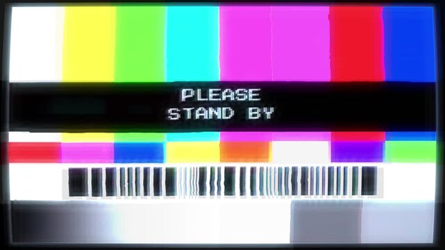 Vintage TV Broadcast Test Pattern with 'Please Stand By' Message - Signal Interruption Concept