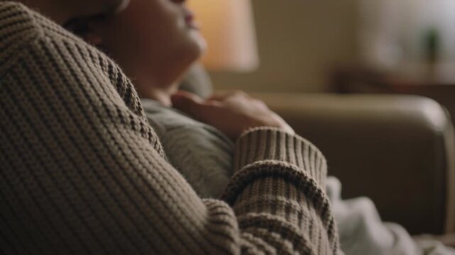 Close-up of parent and child sitting quietly after chaos, warm indoor light and emotional calm, cinematic shallow depth for lifestyle marketing