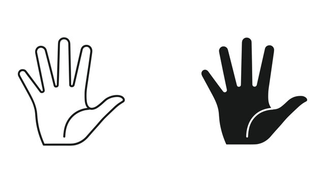 Vector illustration of two hands in black and white isolated on white background