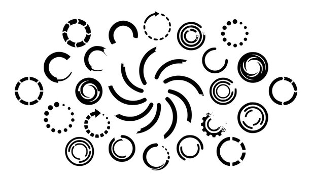 Various Circular Loading and Progress Icons with Different Patterns and Styles