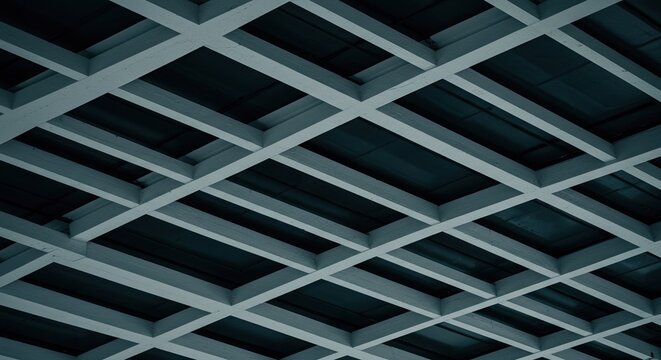 Ceiling Grid Metal Beams Structure.