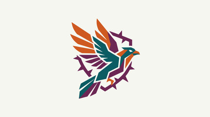 Obraz premium Abstract geometric eagle illustration with flat vibrant vector shapes