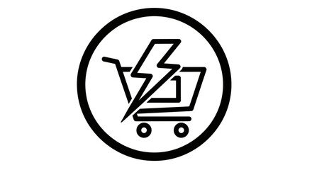 Shopping cart icon with lightning bolt symbol, representing fast delivery or online shopping concept. © salim