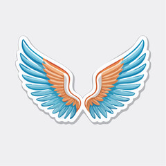 Fototapeta premium Stylized Angel Wings with Blue and Orange Feathers