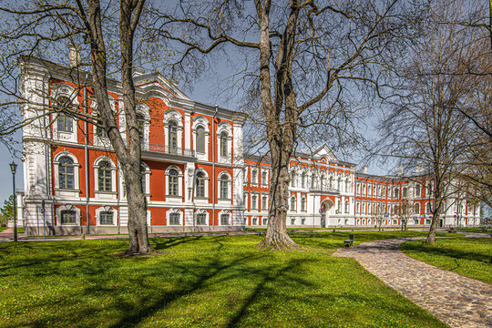 Jelgava Castle in Latvia in the playful glow of spring