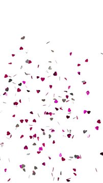 Falling Heart Confetti Animation with Alpha Mask for Valentine and Wedding Anniversary	- vertical video

