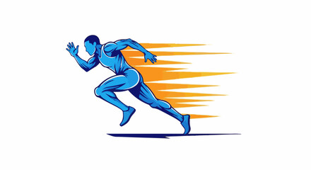 Obraz premium Stylized illustration of a male runner in motion, depicted with blue hues