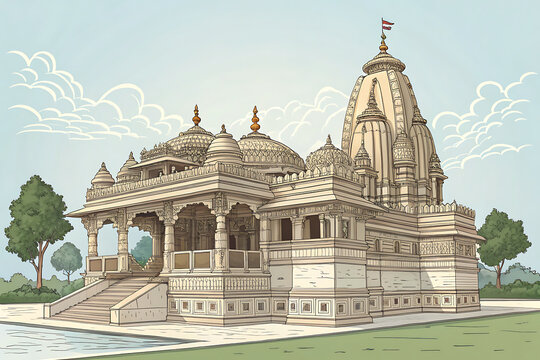 Jain temple vector