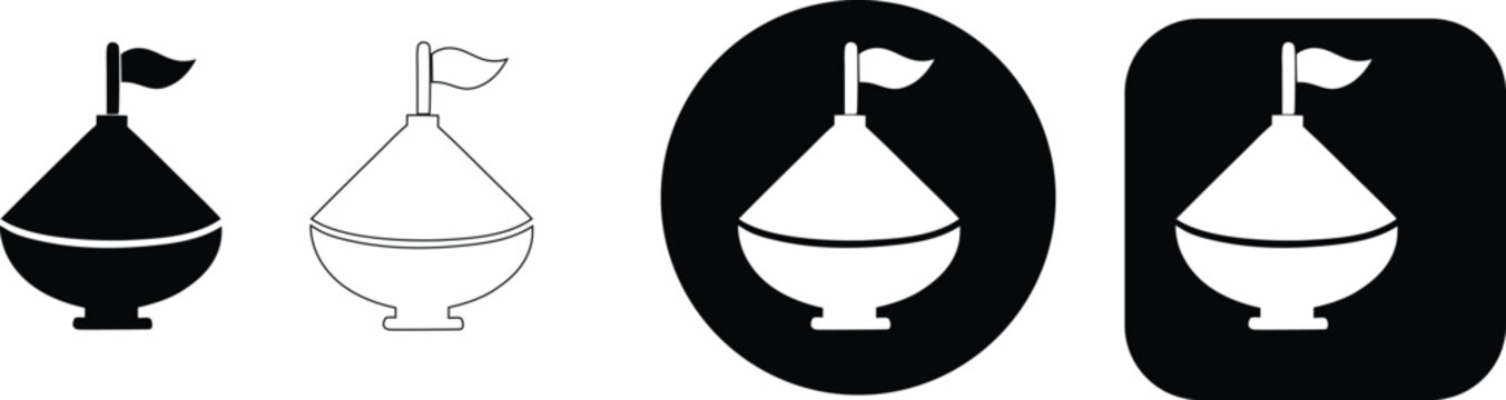 Collection of buoy solid black, outline, circular, and rounded square symbol fishing