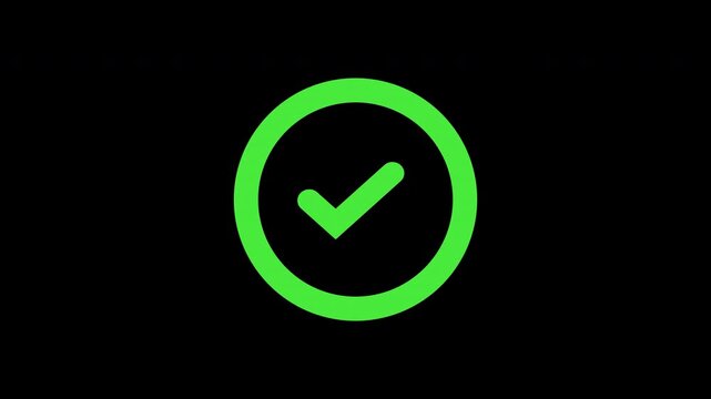 Animated green check mark icon. Isolated on a alpha chanel.