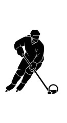 Obraz premium Hockey player silhouette in black and white