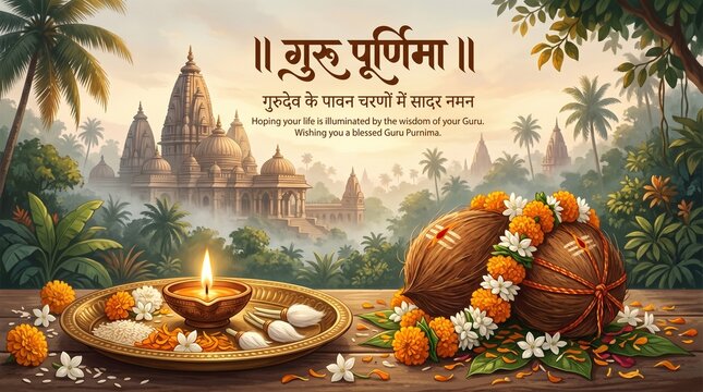 Happy guru purnima indian religious festival background