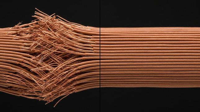 Frayed, disorganized wires transformed into a neat, cohesive, structured bundle