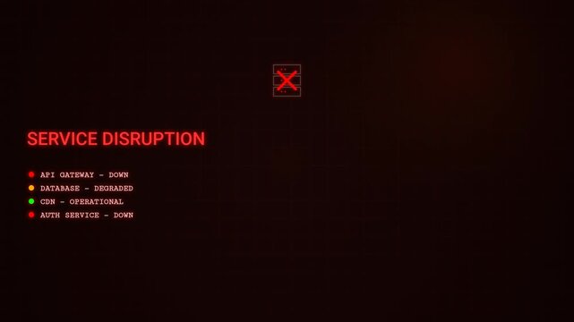 Service Disruption Alert System Status Dashboard Digital Interface