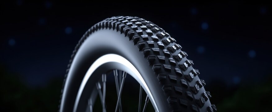 Discover the intricate bicycle tire tread pattern evoking adventure and excitement.