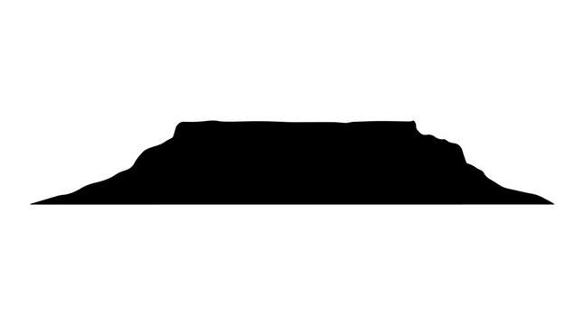 Vector silhouette of mesa with flat summit and steep sides, iconic geological natural landmark art