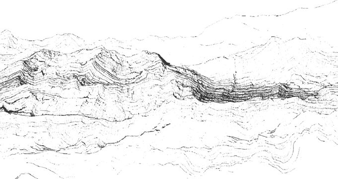 Abstract black and white textured geological strata pattern with fine dot details