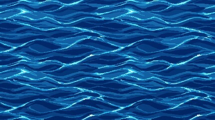 Obraz premium Seamless digital pattern of flowing dark blue ocean water surface waves