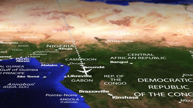 Flight From Paris FRANCE to Windhoek NAMIBIA with flag pins