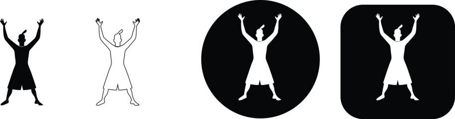 Silhouette and outline of a person with arms raised in celebration or greeting keywords: person, silhouette © SilhouetteStore