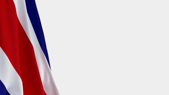 Costa Rican Flag on Left Side, Waving National Symbol with Copy Space