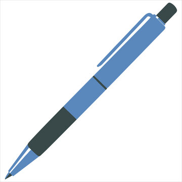 Blue and black retractable ballpoint pen with cap
