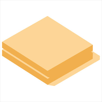 Isometric view of a stacked, textured rectangular prism