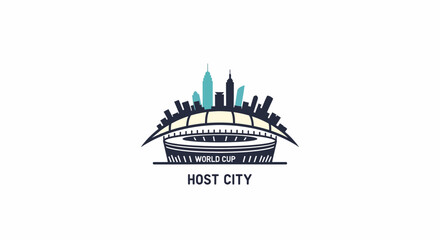 Fototapeta premium Host City Skyline Stadium Emblem.